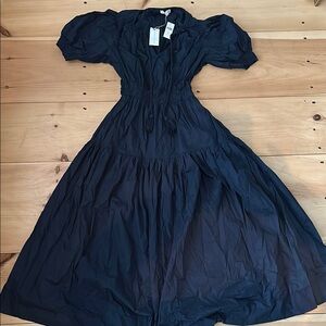Moon River Black Off-the-Shoulder Puff Sleeve Sundress